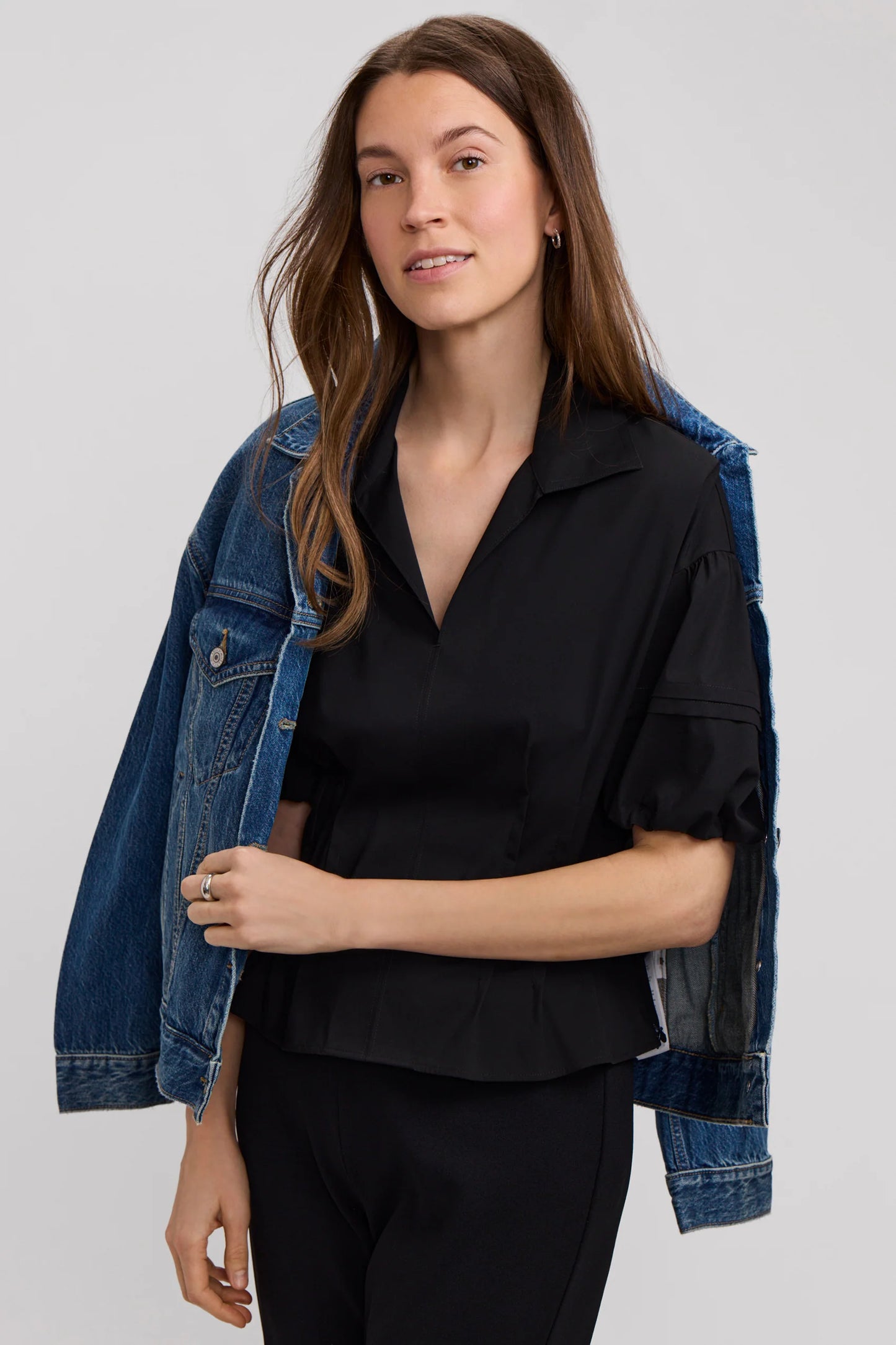 Black Lucia Elbow Sleeve Shirt