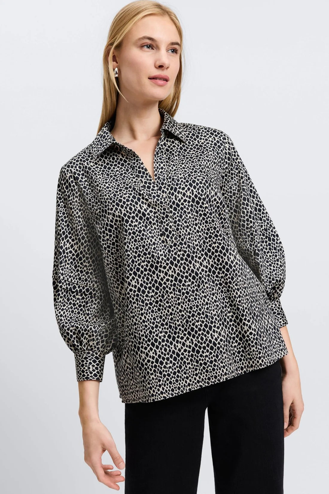 Frankie Popover Top-Snakeskin