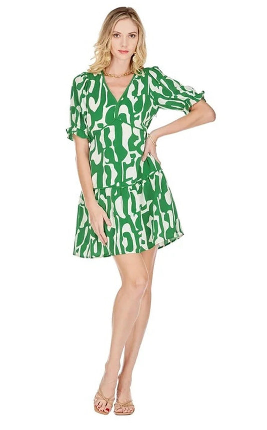 Trim Flounce Dress - Puzzle Green