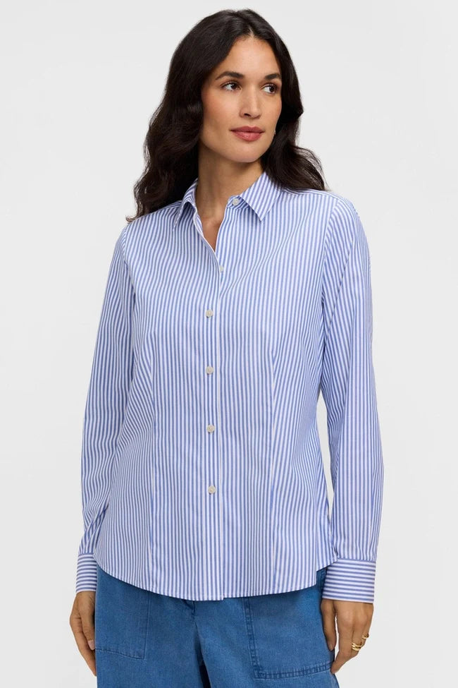 Dianna No Iron Pinpoint Striped Long Sleeve Shirt