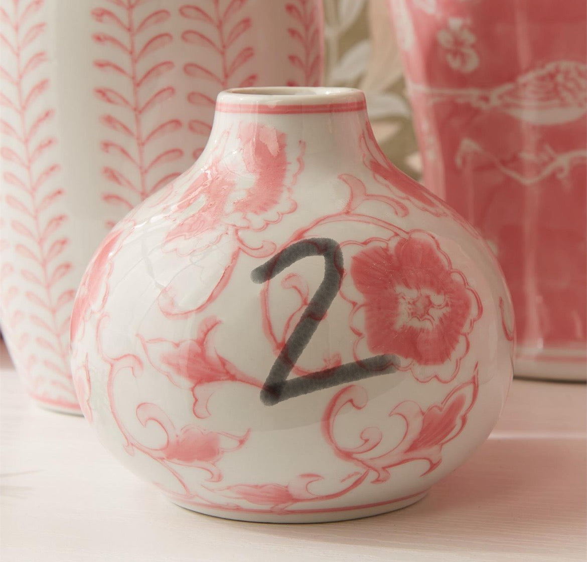 Pink Chinoiserie Vase-Each Sold Separately