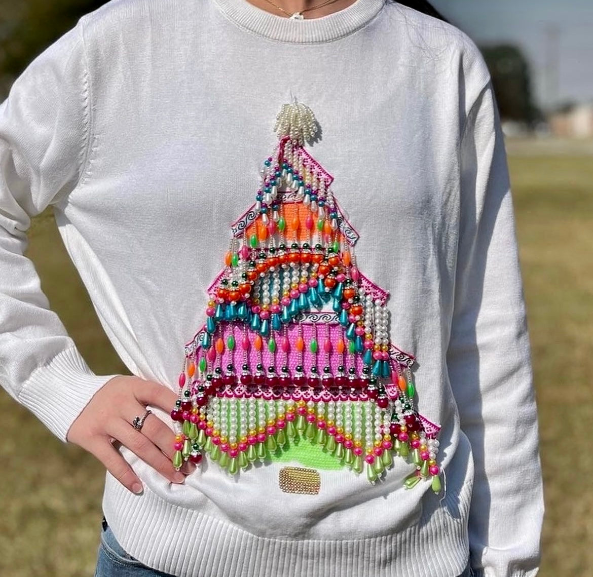 Christmas Tree Sweater - White