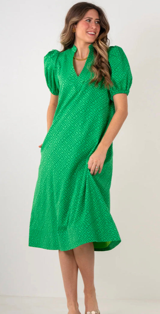 Hampton Dress-Fairway Green Monogram