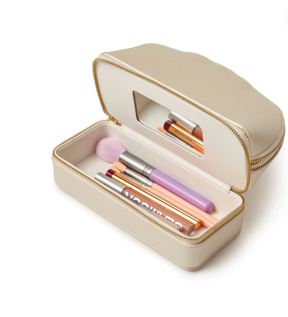 Abby Travel Cosmetic Case - Pearl White