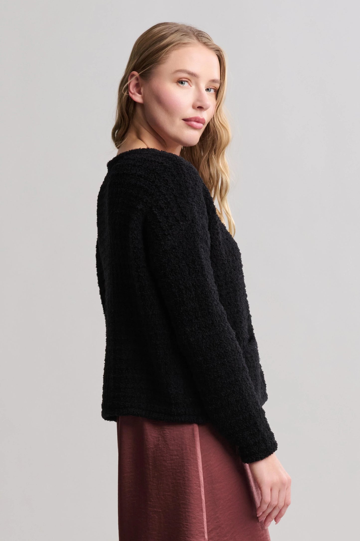 CozyChic Textured Button Front Cardigan