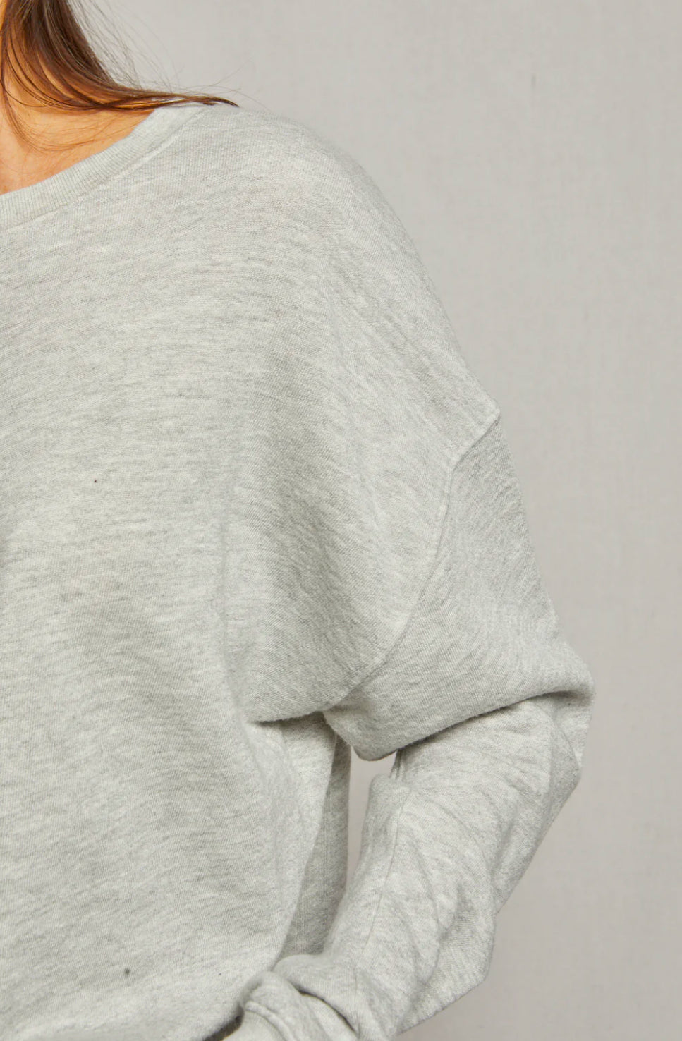 French Terry Pullover Sweatshirt-Heather Grey