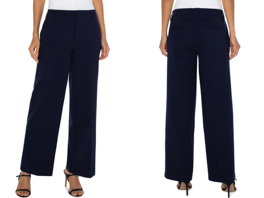 Wide Leg Pull on Trouser-Cadet Blue