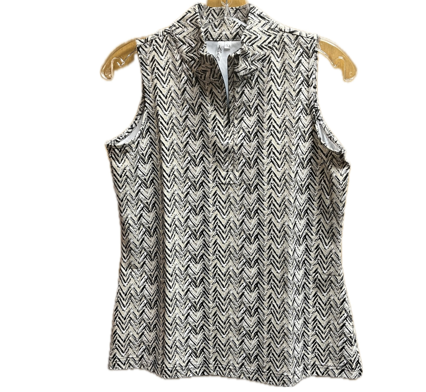 Sleeveless Zip Front Top-Safari