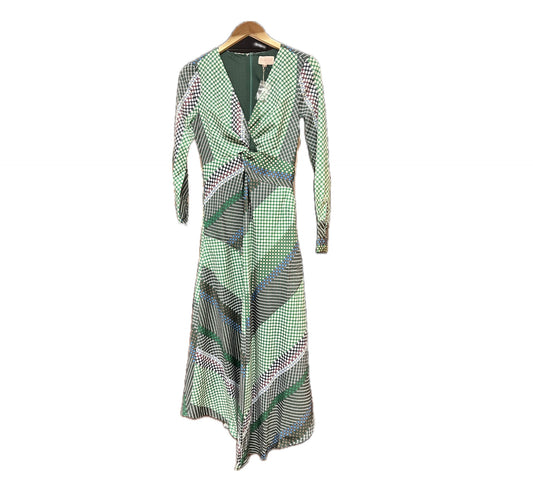 Stripe Print Twisted Front Dress-Green Multi
