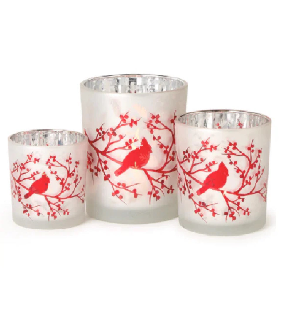 CARDINAL CANDLE HOLDER-Set of Three