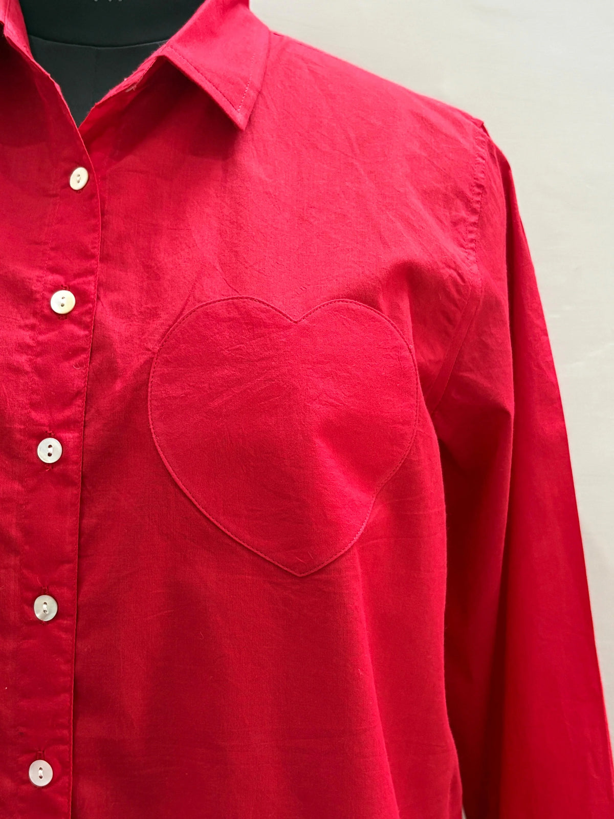 Good Boyfriend Shirt with Heart Pocket Cherry Red