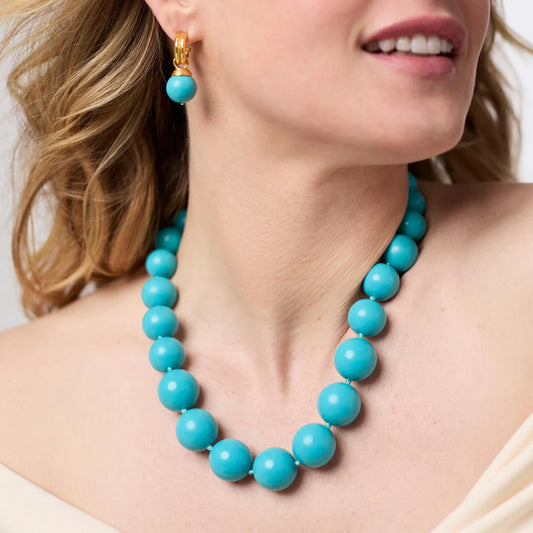 Bonbon Statement Necklace-Gold/Turquoise