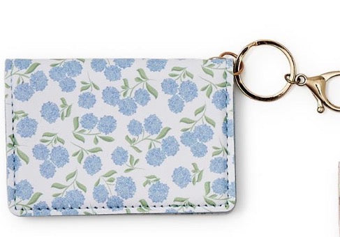 Hydrangea Print ID Wallet Assorted 3 Designs - Vegan Leather/PVC/Metal