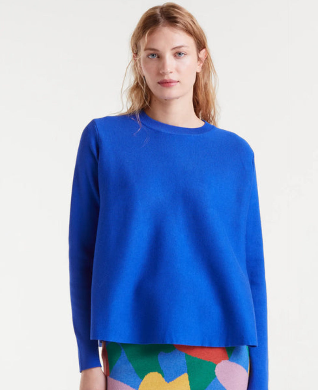 Jersey Crewneck Sweater-Blue