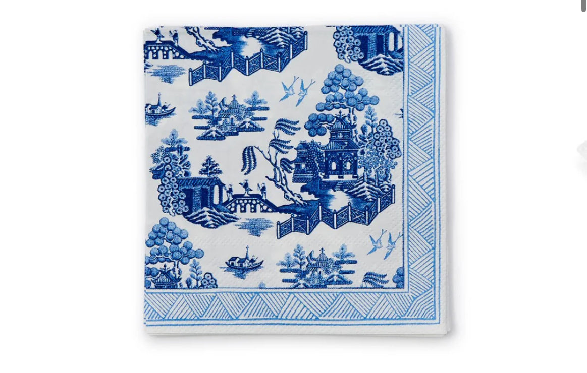 Blue Willow 3-Ply Paper Cocktail Napkins