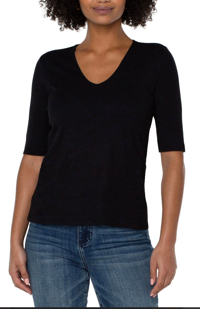 Double Layer V Neck Rib Top