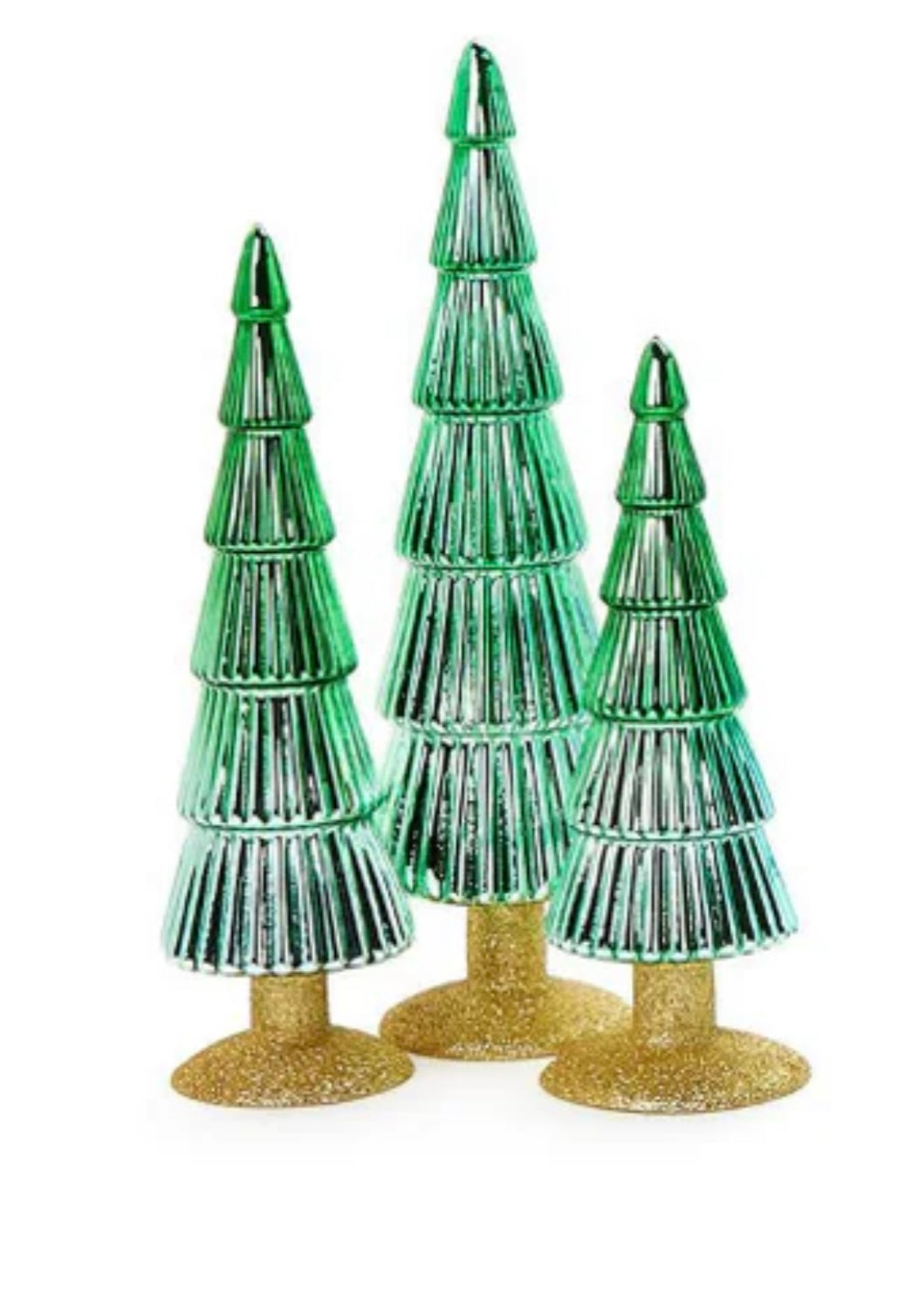 Merry & Bright Mercury Ombre’ Glass Christmas Tree - Set of 3