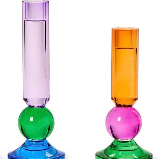 Glass Candleholders-Set of 2