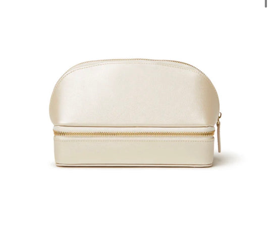 Abby Travel Cosmetic Case - Pearl White