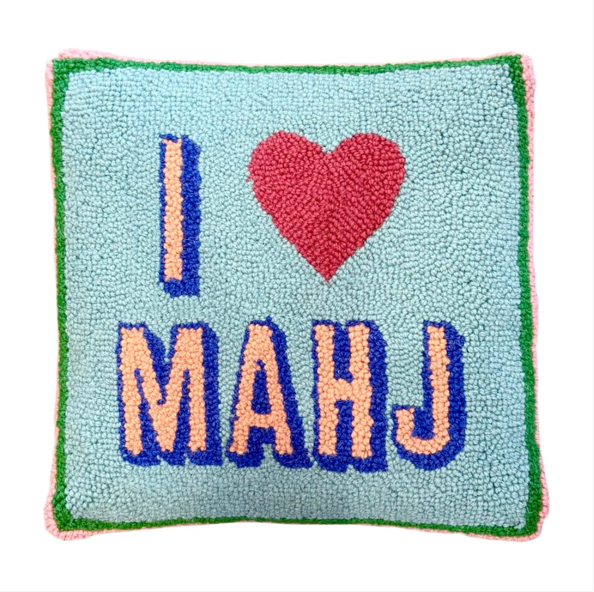 I Love Mahj Hooked Pillow
