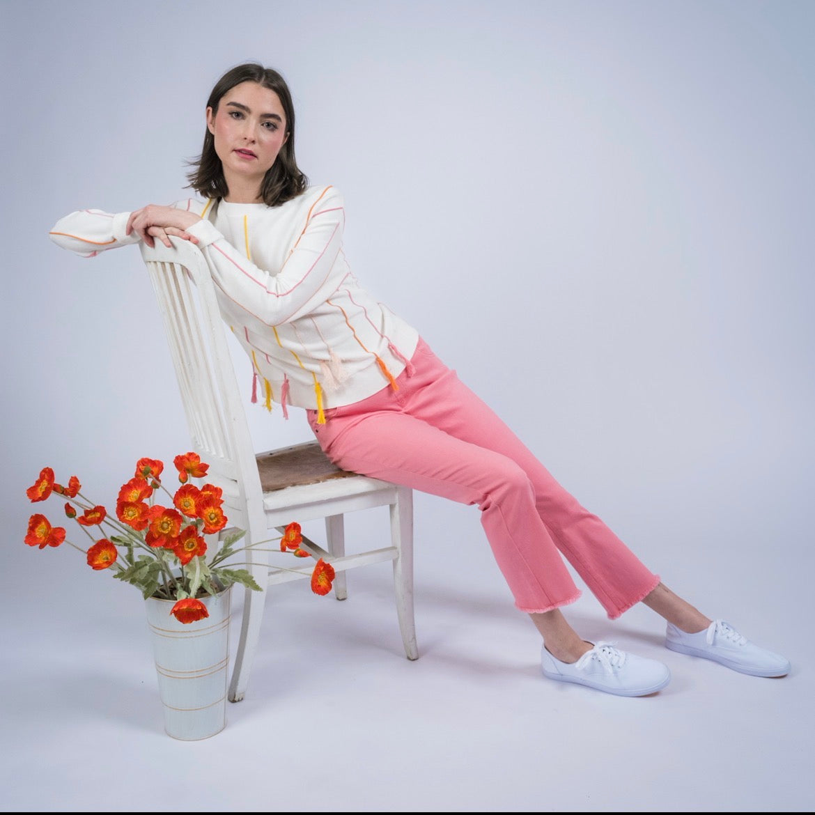 Hampton Cotton Twill Capri Pant- Pink