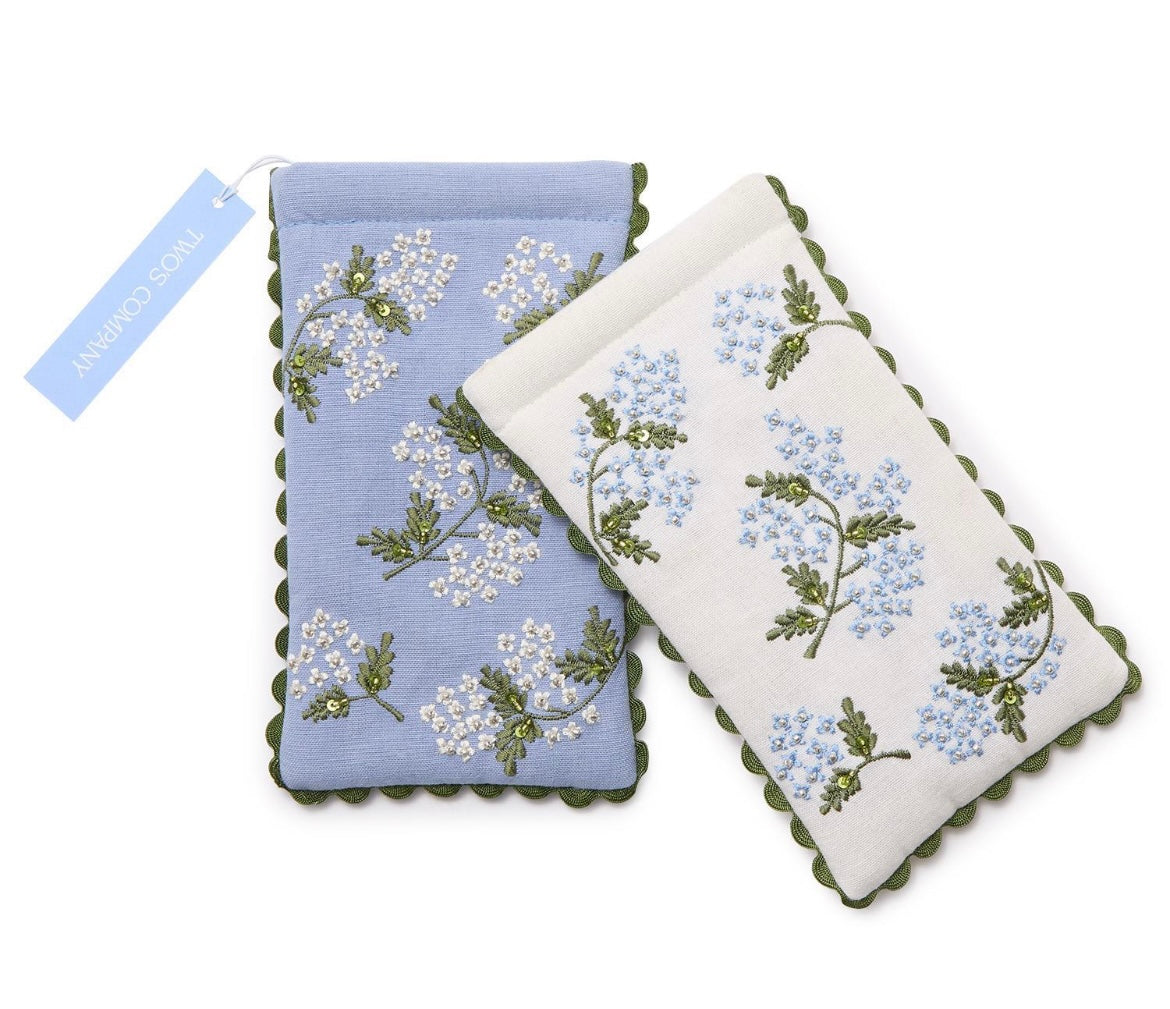Hydrangea Embroidered Glasses Holder