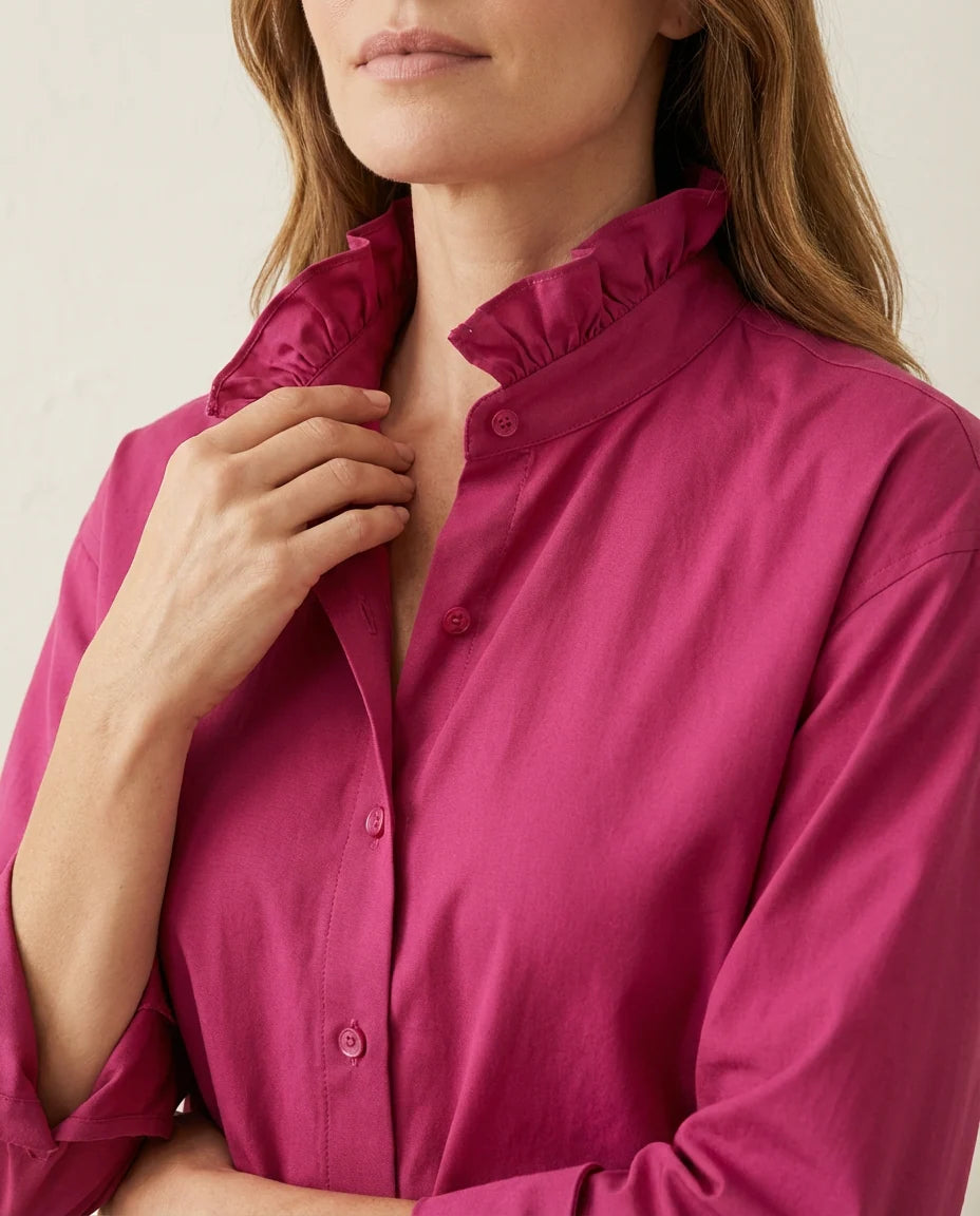 Long Sleeve Ruffle Collar Top