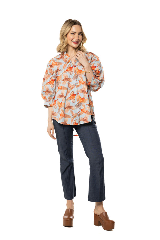 Laura Top-Pheasant Bouquet Blue