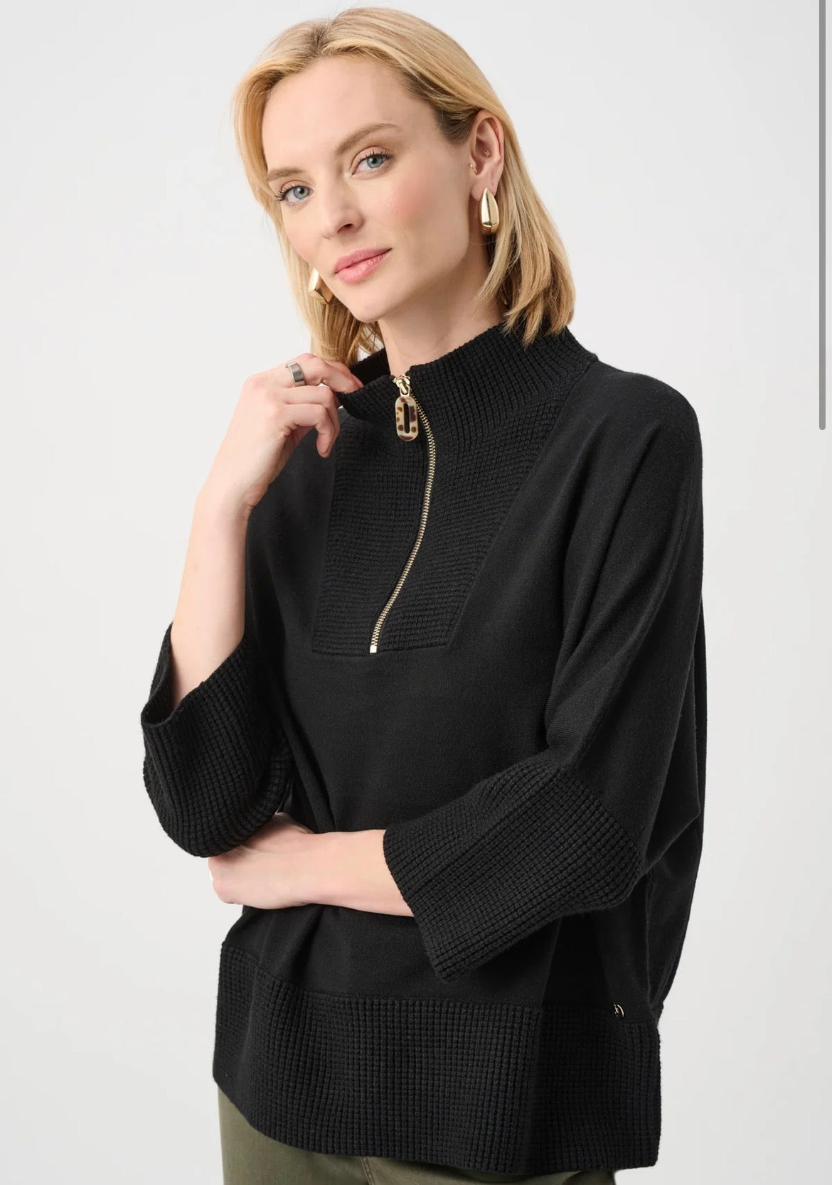 Ribbed Trim Half - Zip Pullover