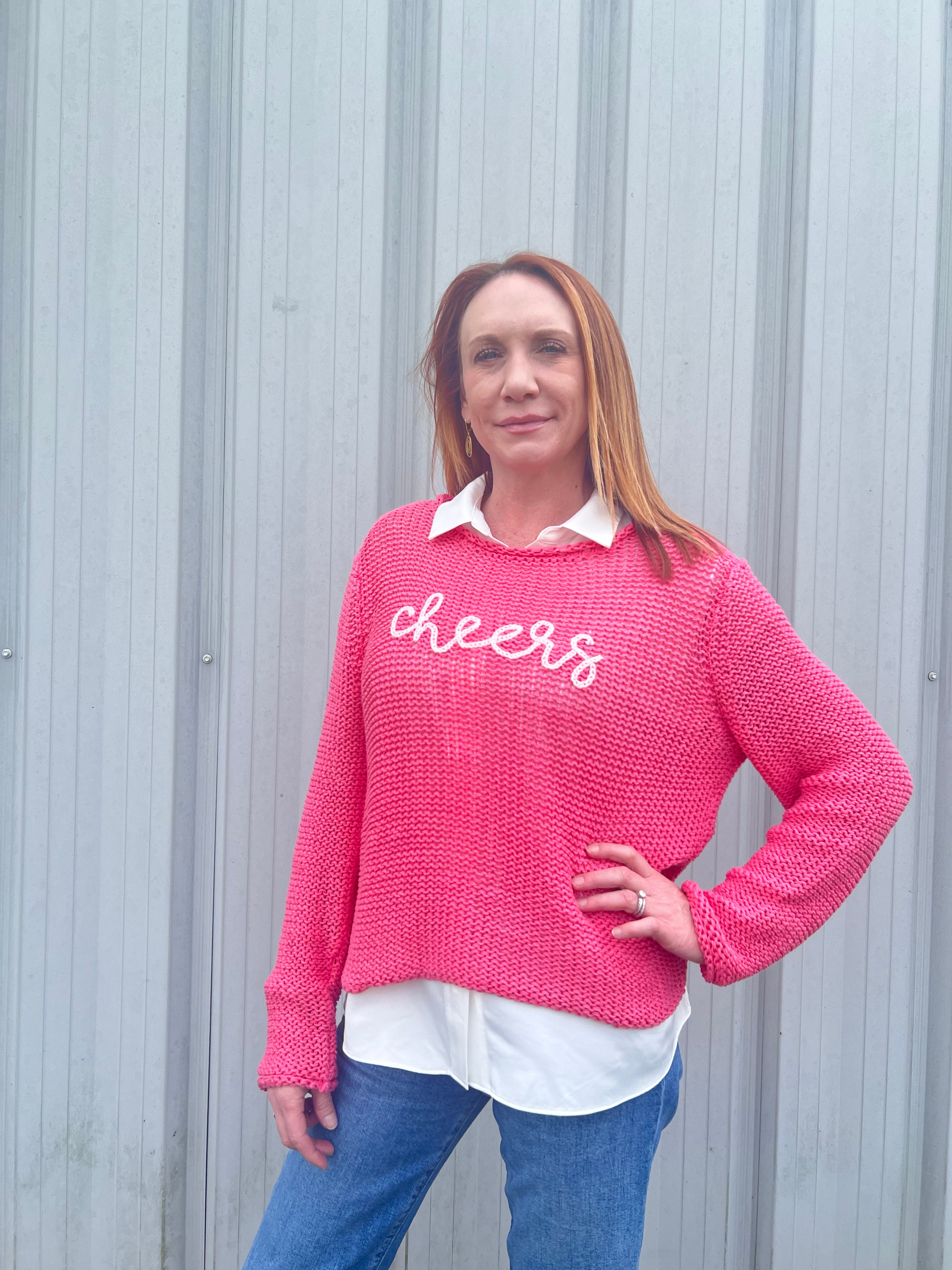 Cheers Sweater-Pink – Darling's Fine Things