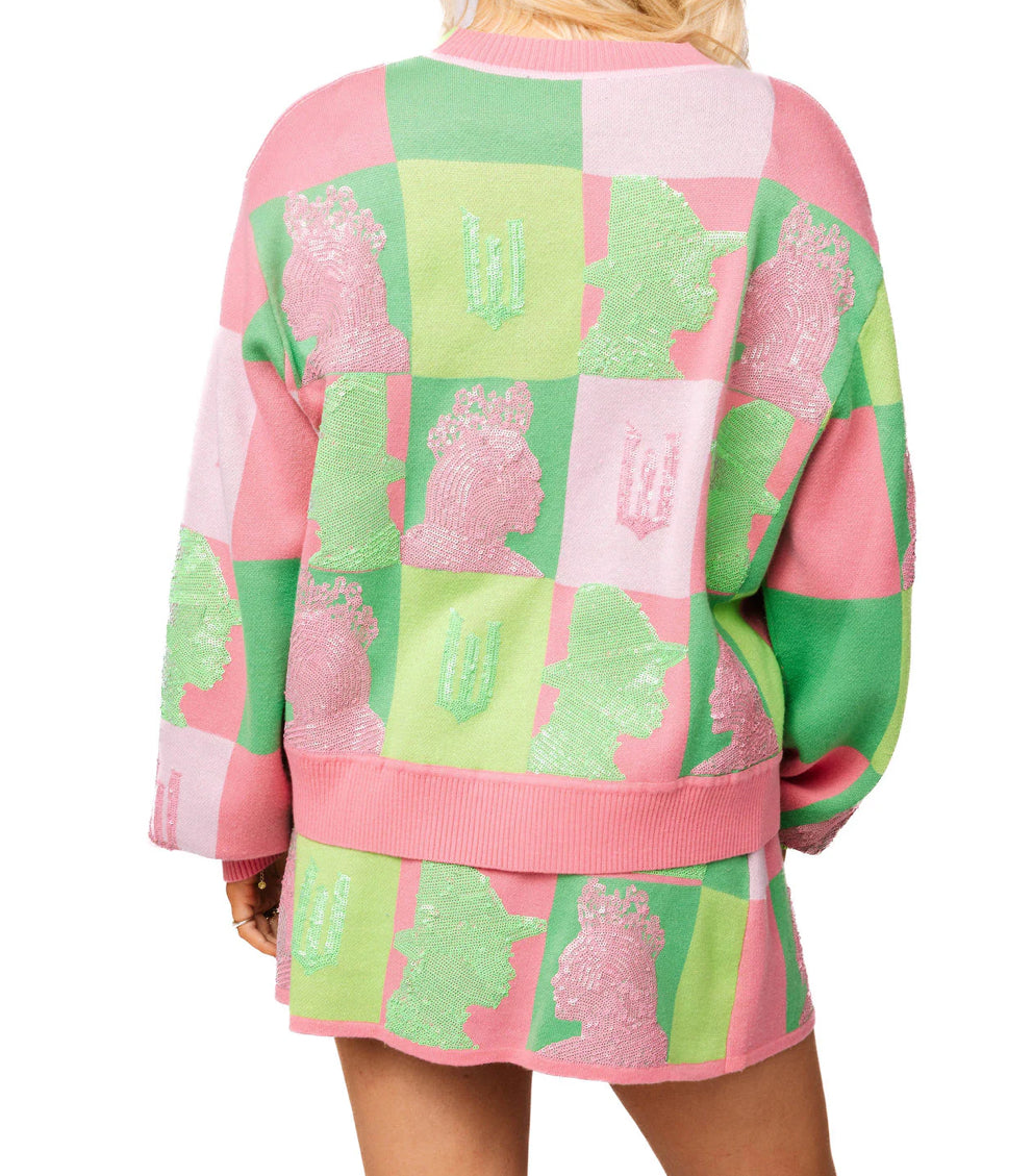 Licensed Pink & Green Colorblock Glinda and Elphaba Profile Cardigan