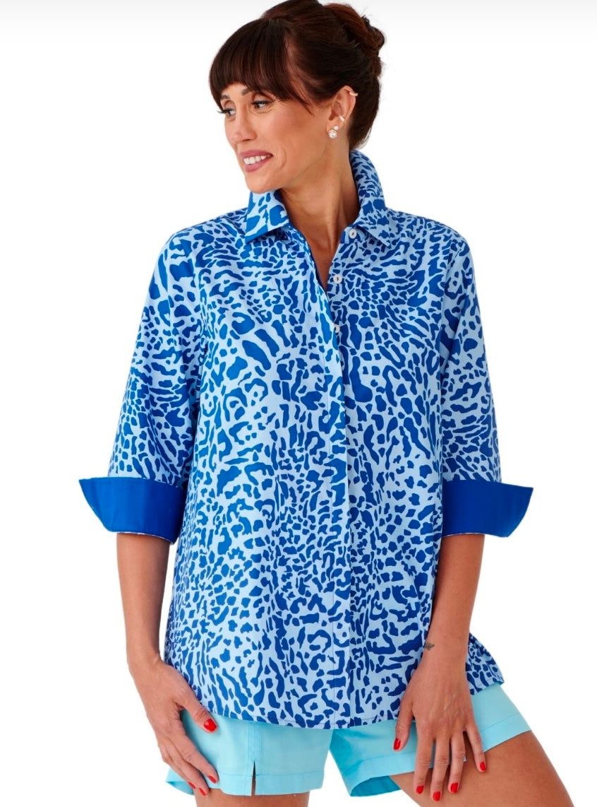 Missy Fit shirt-Leopard Blue