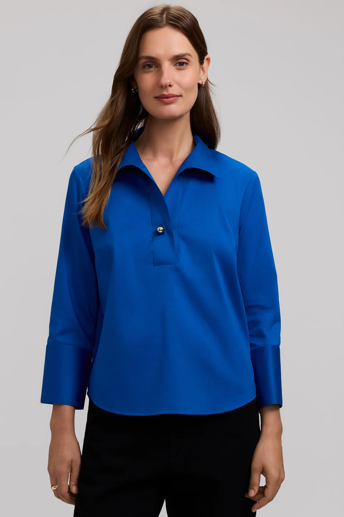 Catalina Stretch Matte Sateen 3/4 Sleeve Popover Shirt