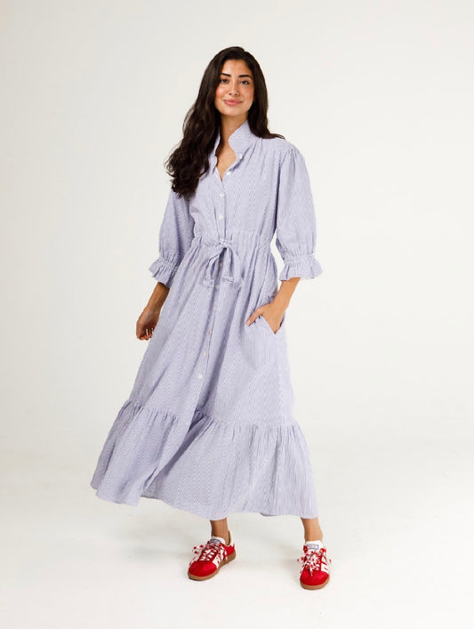 Stella Dress-Blue/White
