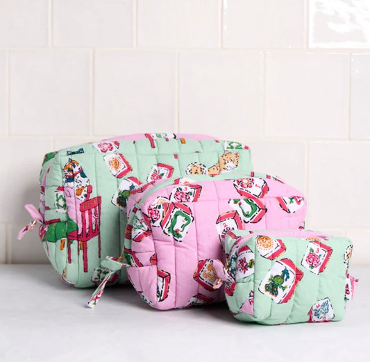 Mahjong Menagerie Three’s Best Pouch Set- Pale Jade