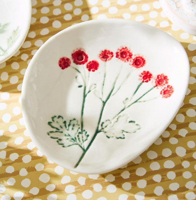 Artisanal Tidbit Bowl/Dish w Botanical Imprint