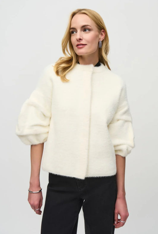 Joseph Ribkoff Sweater Knit Puff Sleeve Jacket