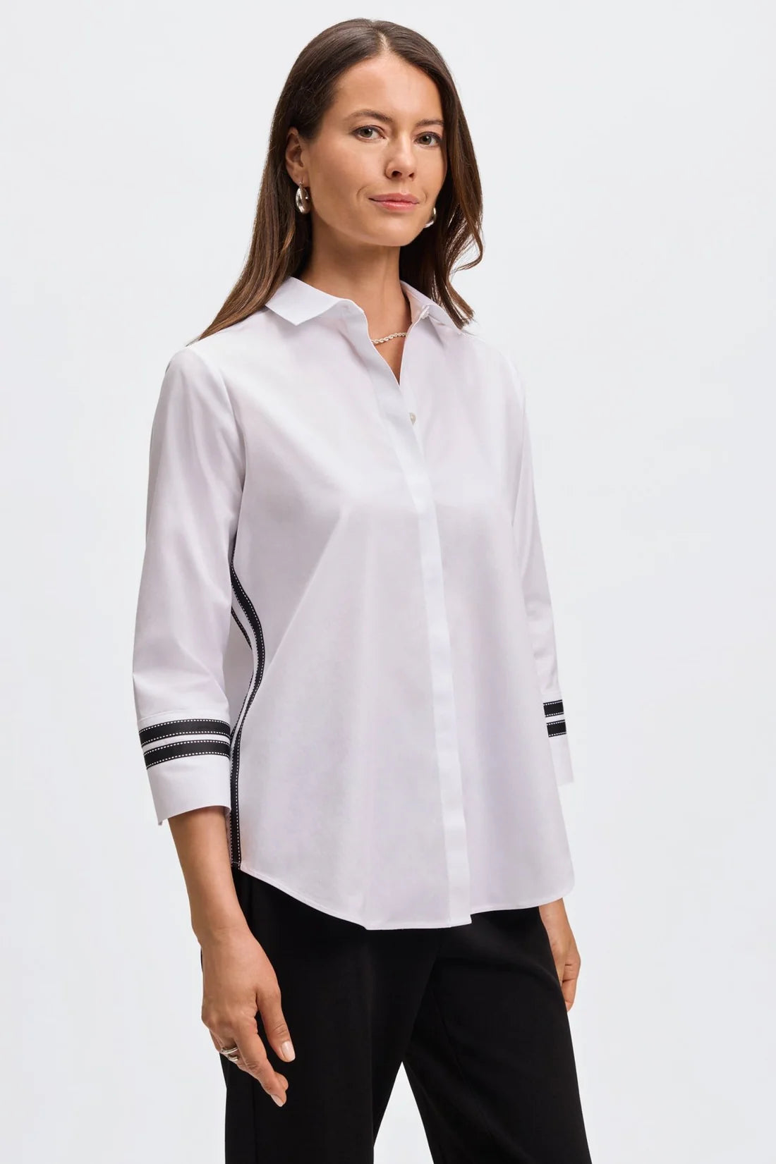 Brooke 3/4 Sleeve Shirt-White