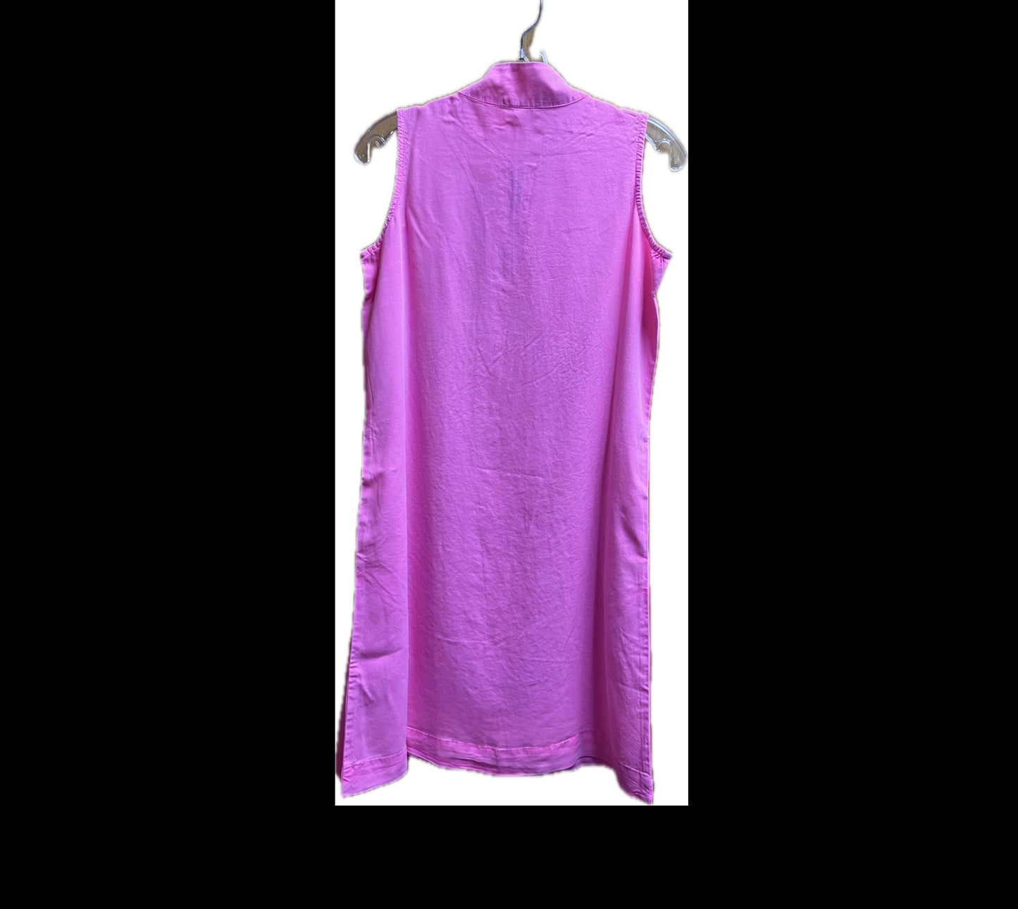 Zip Front Sleeveless Tencel Dress-Pink