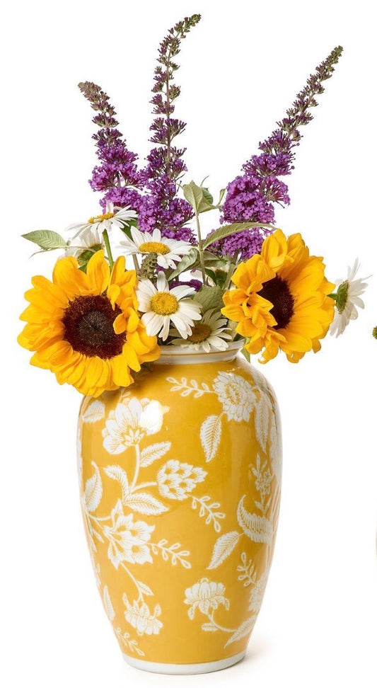 Flora and Fauna Yellow Floral Vases - Porcelain
