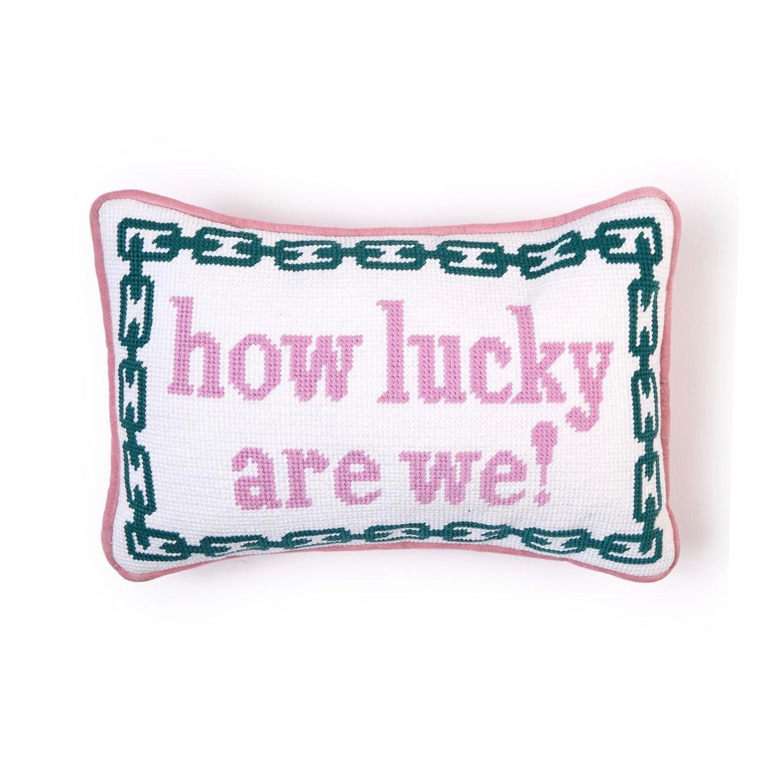 How Lucky Are We Needlepoint Pillow