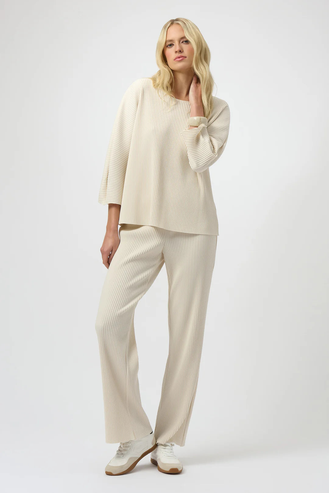 Pleated Pant-White