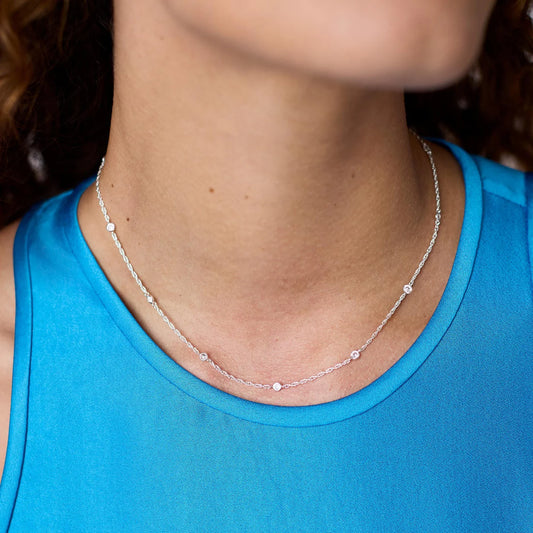 Celeste Delicate Station Necklace-Silver