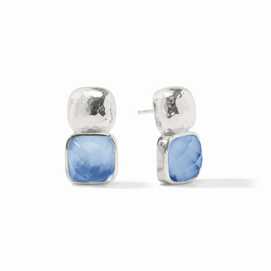 Catalina Earring-Silver & Iridescent Chalcedony Blue