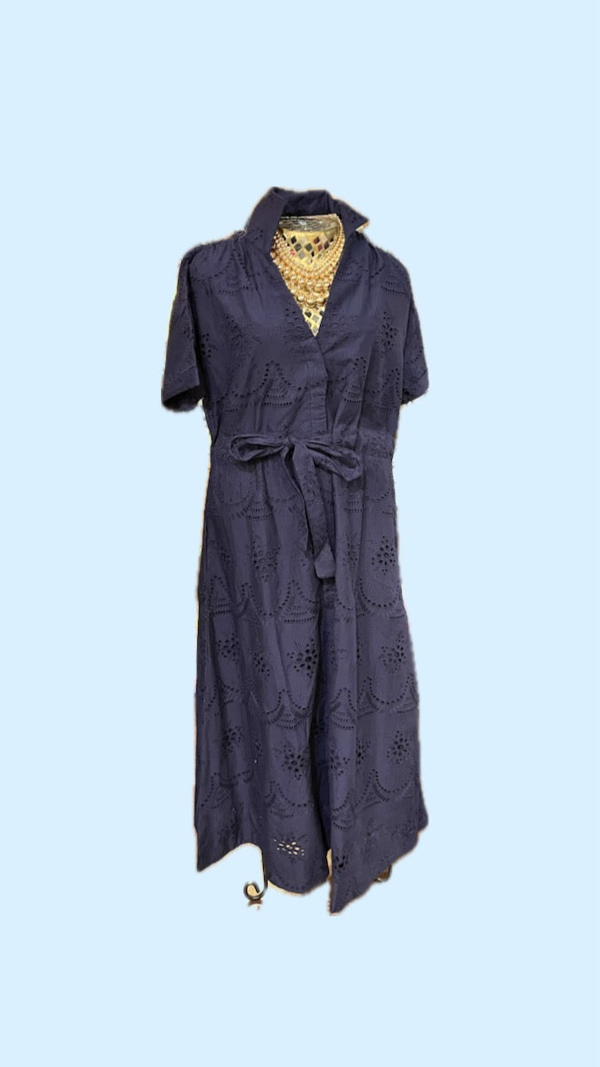 Bria Dress-Navy Eyelet