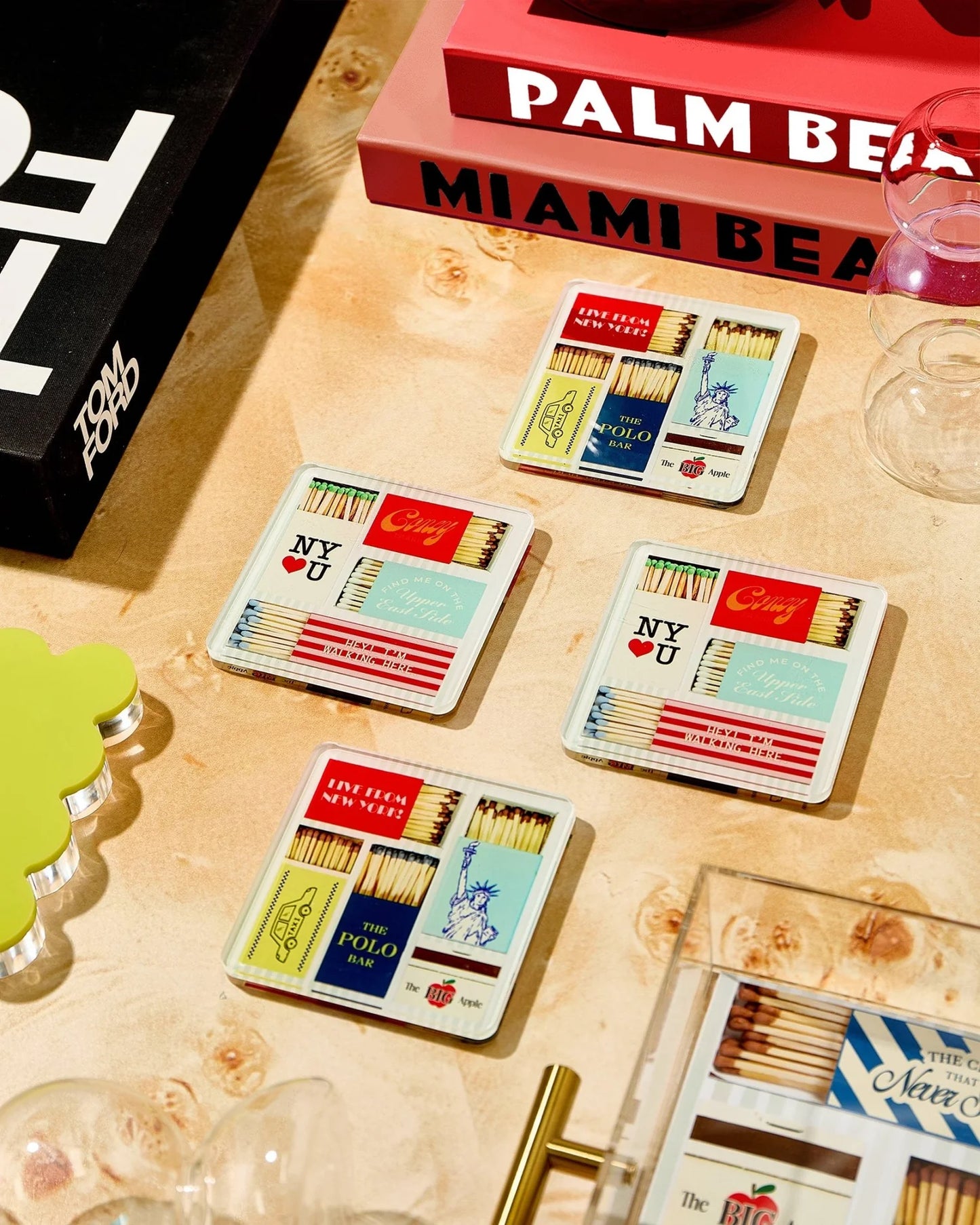 New York Matchbook Coasters-Set of 4