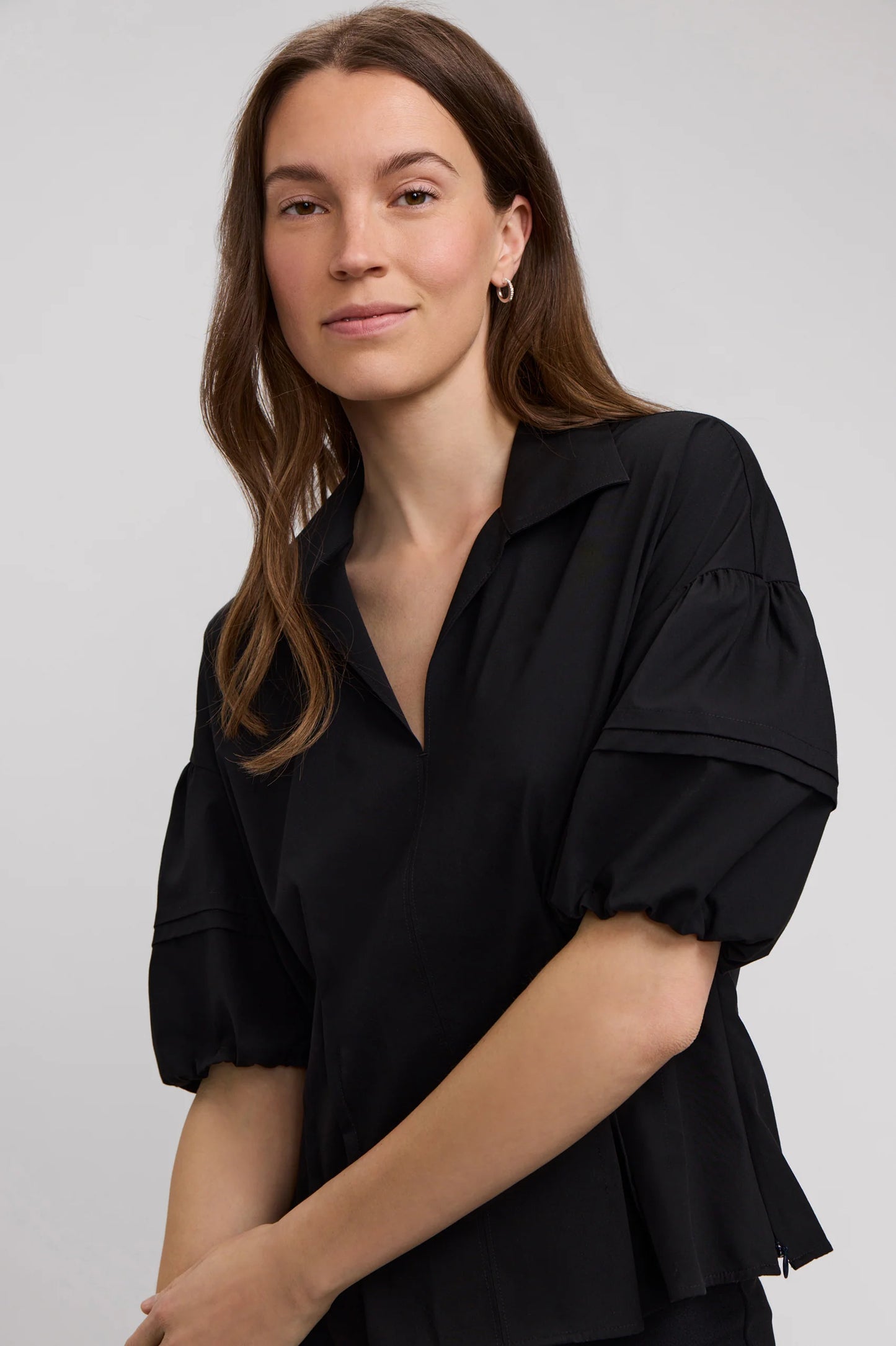 Black Lucia Elbow Sleeve Shirt
