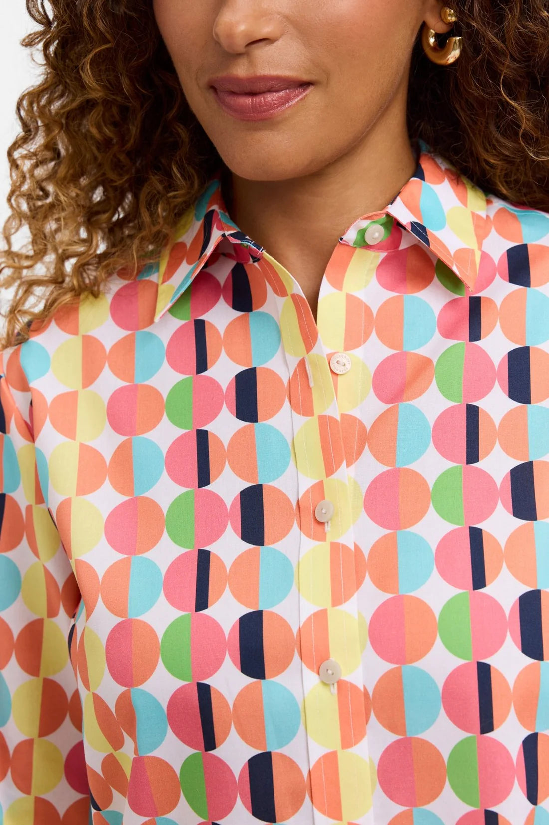 Jodie Retro Dot Long Sleeve Short Shirt