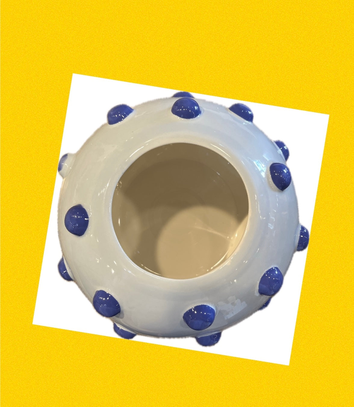 Large Round Vase with Decorative Knobs-Iris Blue