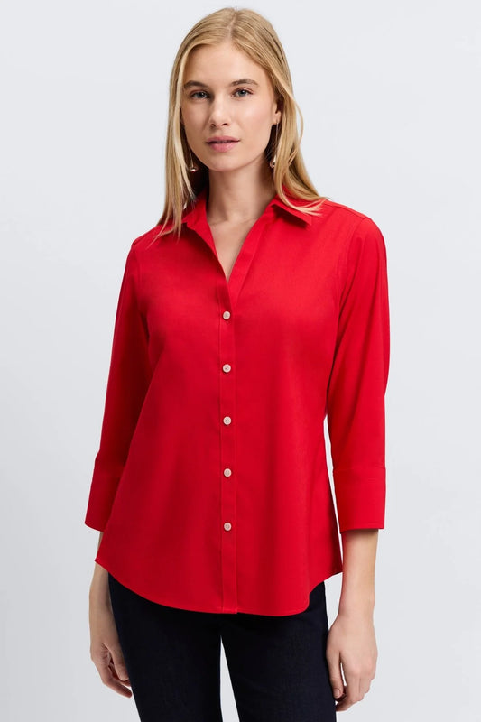 Mary No-Iron Top-Red